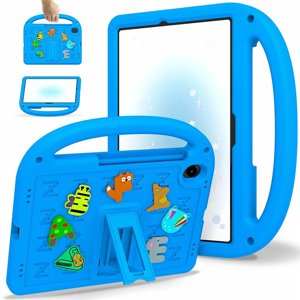 Kickstand Case For Samsung Galaxy Tab S11 / Tab S10 FE / Tab S10 Lite EVA + PC Tablet Protection Cover with Shoulder Strap - Blue - 1
