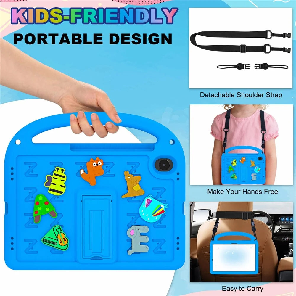 Kickstand Case For Samsung Galaxy Tab S11 / Tab S10 FE / Tab S10 Lite EVA + PC Tablet Protection Cover with Shoulder Strap - Blue - 6