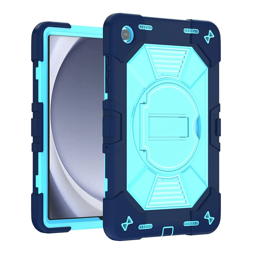 For Samsung Galaxy Tab A11+ / Tab A9+ Case PC + Silicone Shockproof Protective Cover with Kickstand - Navy Blue+Sky Blue - 2