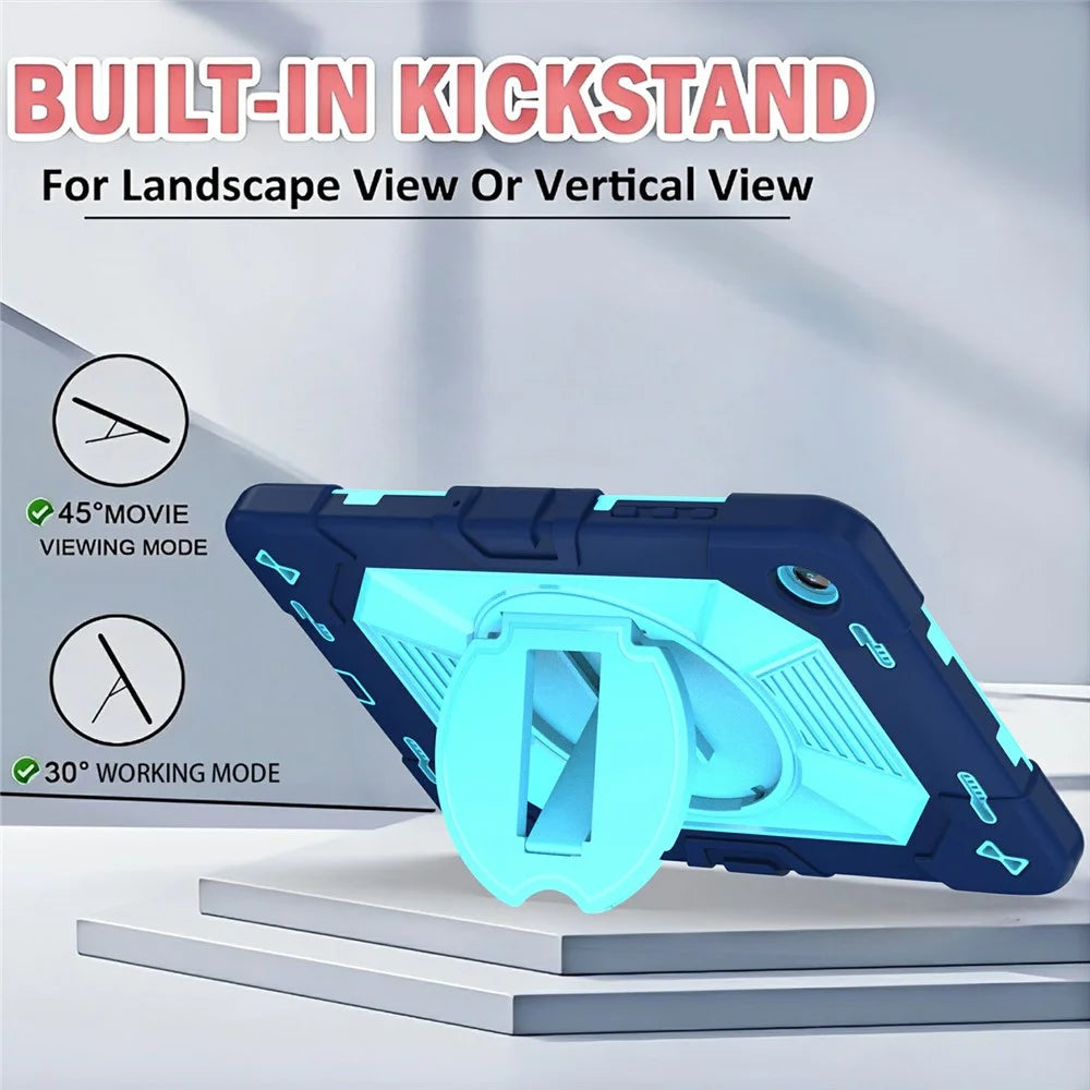 For Samsung Galaxy Tab A11+ / Tab A9+ Case PC + Silicone Shockproof Protective Cover with Kickstand - Navy Blue+Sky Blue - 4