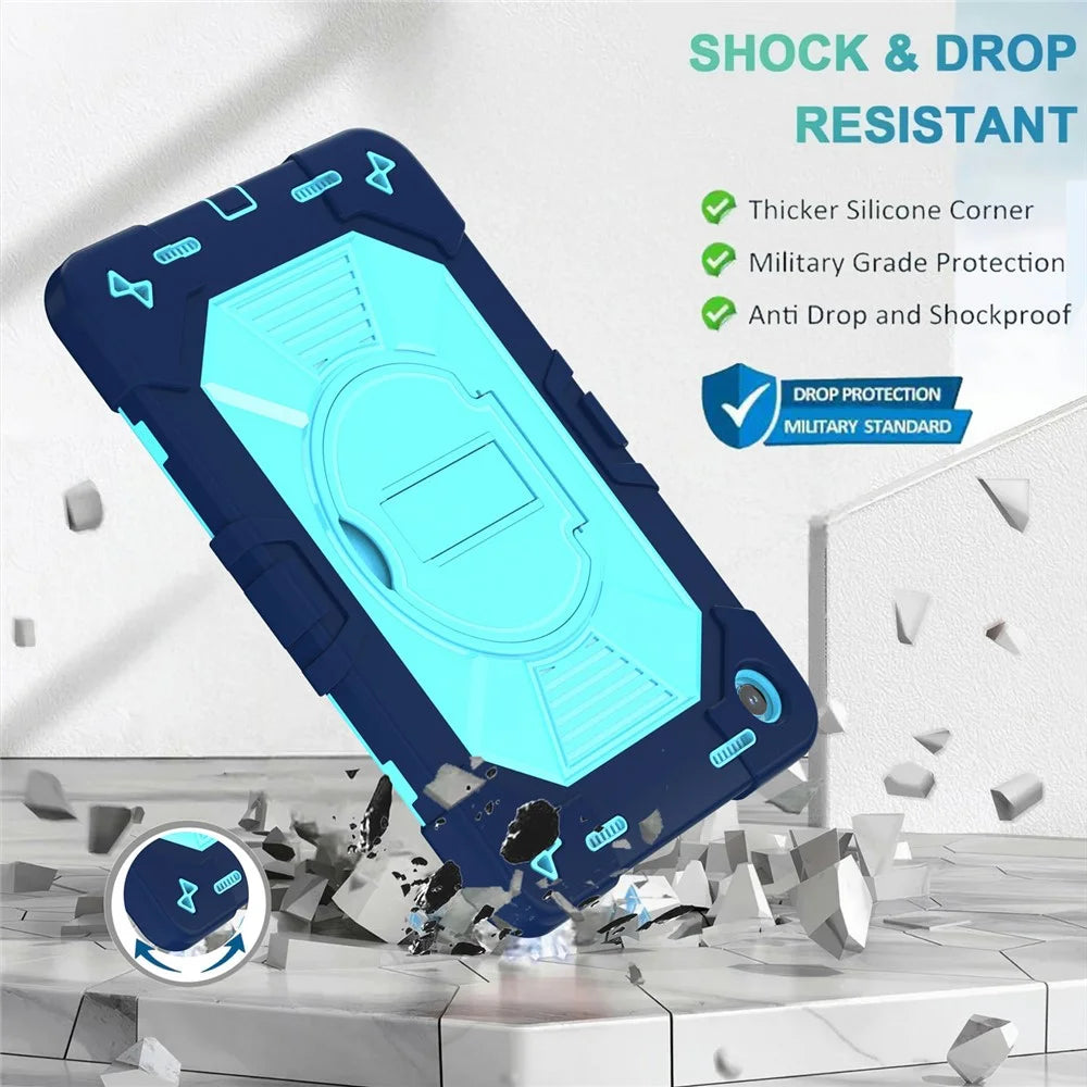 For Samsung Galaxy Tab A11+ / Tab A9+ Case PC + Silicone Shockproof Protective Cover with Kickstand - Navy Blue+Sky Blue - 5