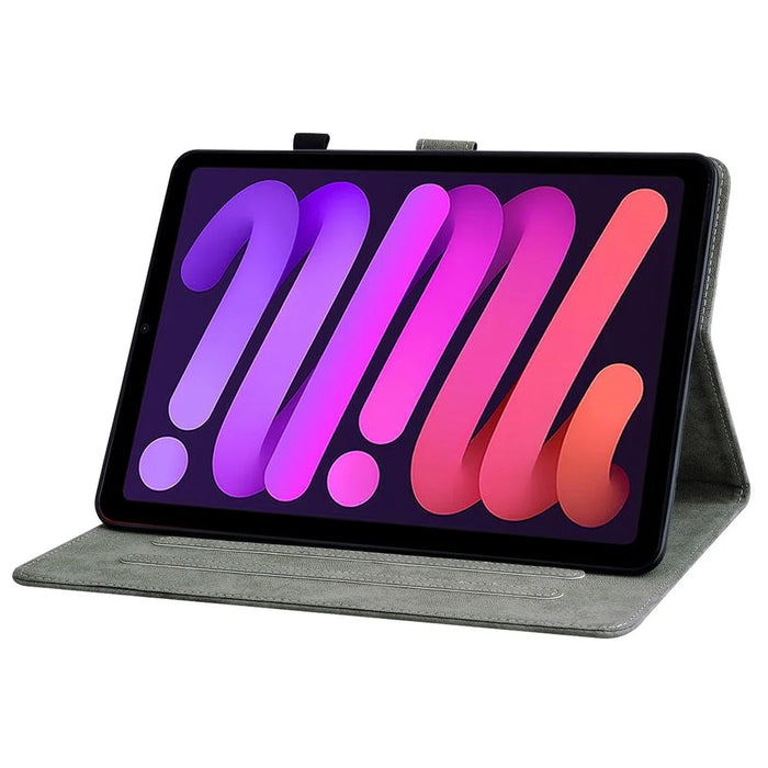 Cute Tiger Pattern Imprinted Anti-Fall Case for iPad mini (2024) / mini (2021) TPU+PU Leather Cover with Stand / Card Slot, Shockproof Tablet Case Support Auto Wake / Sleep - Black - 3