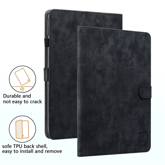 Cute Tiger Pattern Imprinted Anti-Fall Case for iPad mini (2024) / mini (2021) TPU+PU Leather Cover with Stand / Card Slot, Shockproof Tablet Case Support Auto Wake / Sleep - Black - 7