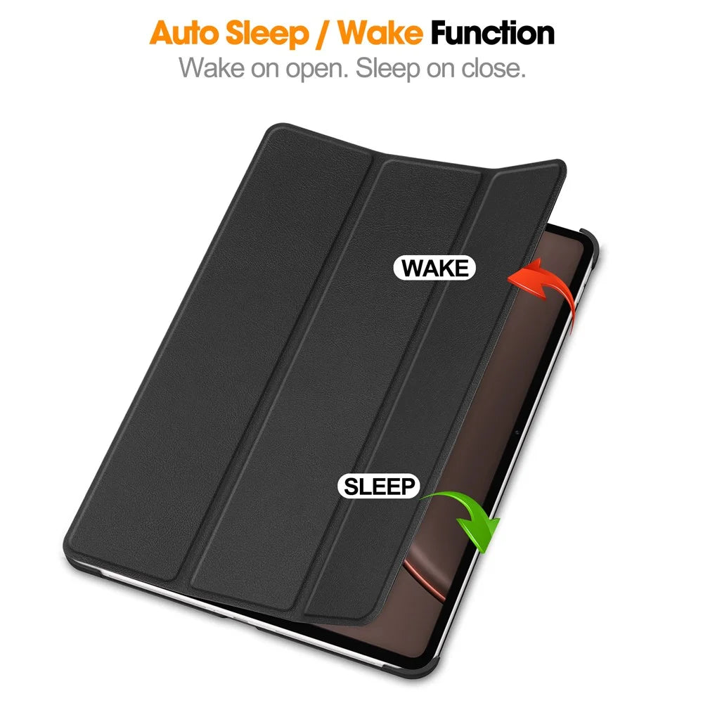 For Oppo Pad 5 Pro / OnePlus Pad 4 PU Leather Tablet Case Anti-drop Tri-Fold Stand Slim Protective Cover - Black - 3