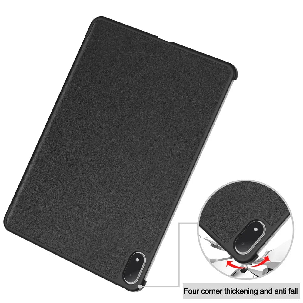 For Oppo Pad 5 Pro / OnePlus Pad 4 PU Leather Tablet Case Anti-drop Tri-Fold Stand Slim Protective Cover - Black - 7