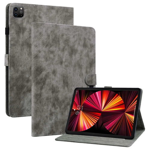 For iPad Air 11 (2026) / (2025) / (2024) / Air (2022) / (2020) / Pro 11 (2018) / (2020) / (2021) / (2022) Case Tiger Pattern Leather Cover Stand - Grey - 1