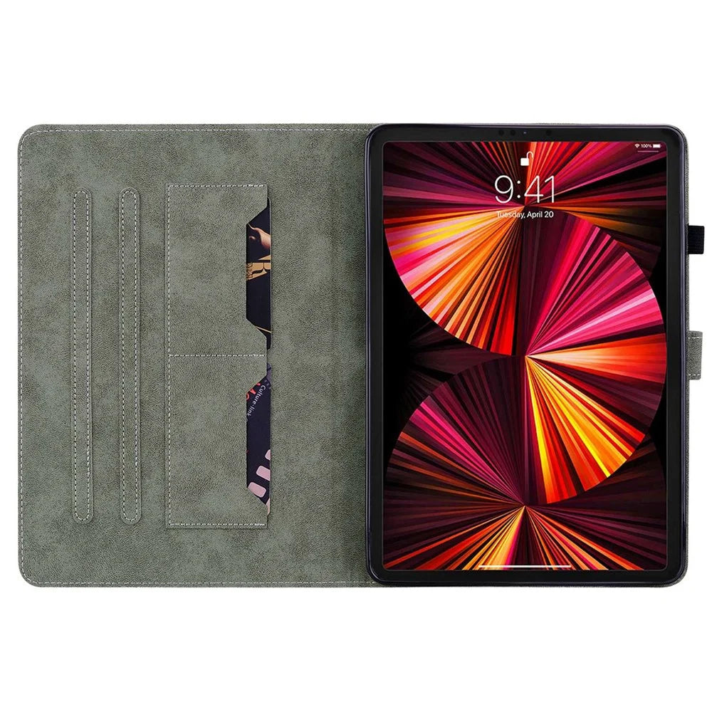 For iPad Air 11 (2026) / (2025) / (2024) / Air (2022) / (2020) / Pro 11 (2018) / (2020) / (2021) / (2022) Case Tiger Pattern Leather Cover Stand - Grey - 2