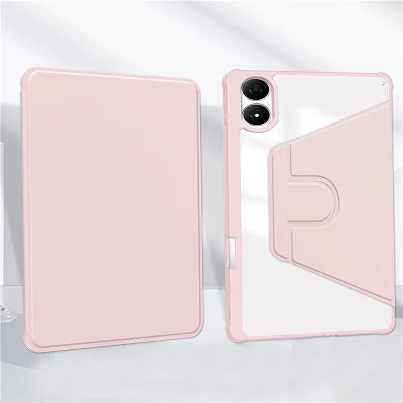 For Infinix Xpad 20 Case Rotating Stand PU Leather + TPU + Acrylic with Pencil Holder - Pink - 6