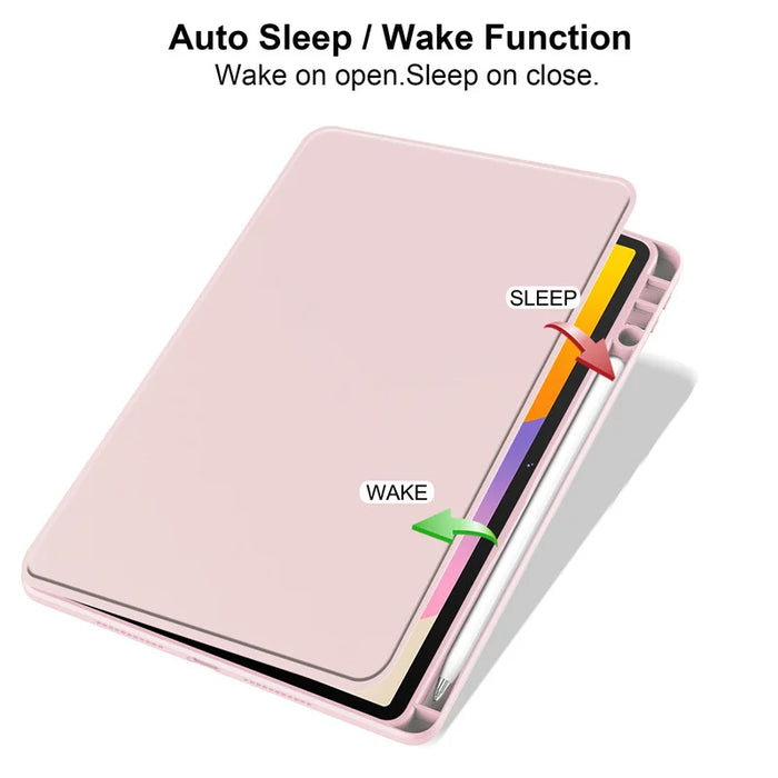For Lenovo Xiaoxin Pad 11 2025 Case Rotating Stand PU Leather + TPU + Acrylic with Pencil Holder - Pink - 2