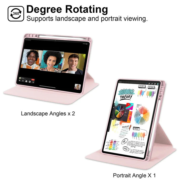 For Lenovo Xiaoxin Pad 11 2025 Case Rotating Stand PU Leather + TPU + Acrylic with Pencil Holder - Pink - 3