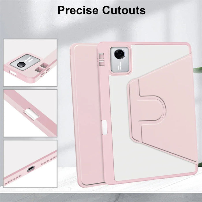 For Lenovo Xiaoxin Pad 11 2025 Case Rotating Stand PU Leather + TPU + Acrylic with Pencil Holder - Pink - 4