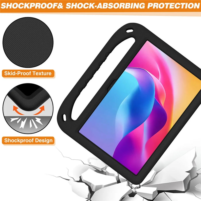 For TCL Tab 10L Gen 4 Case Hand Grip Kickstand Tablet EVA Cover - Black - 6
