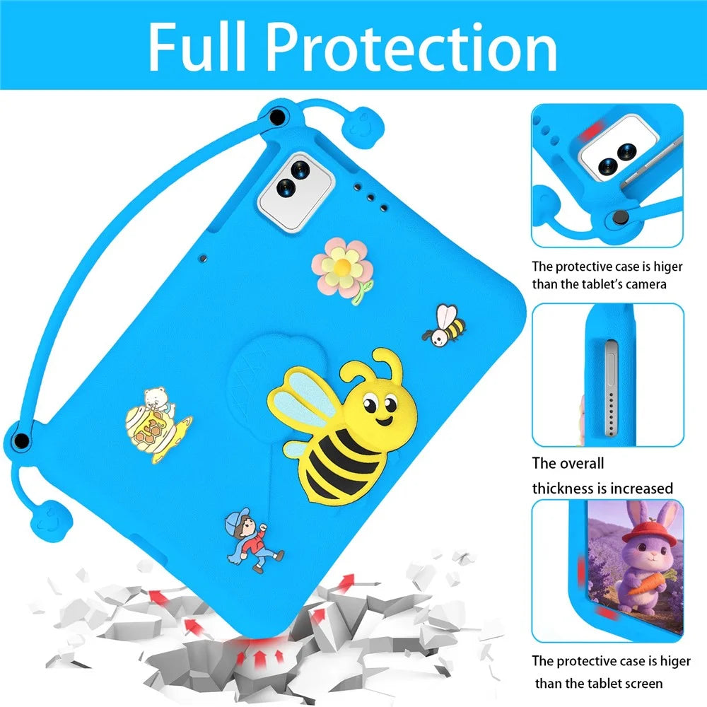EVA Case For Honor Pad X9  /  X8a  /  X8b  /  Infinix XPAD 30E  /  TECNO Megapad 11 Bee Style Kickstand Tablet Cover with Carry Handle - Blue - 7