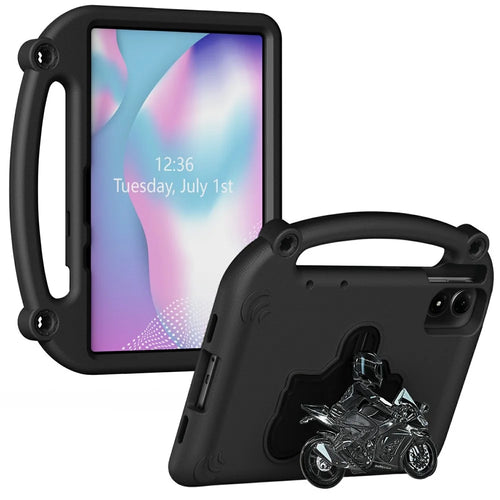 Tablet Case for Xiaomi Redmi Pad Pro / Pad Pro 5G / Pad 2 Pro / Poco Pad M1 / Lenovo Idea Tab Plus / Honor Pad 10 , Motorcycle Kickstand Shockproof Cover with Handle - Black - 1