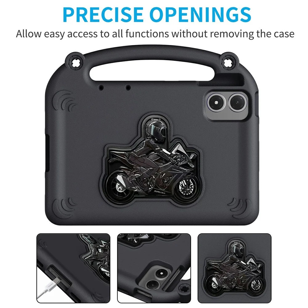 Tablet Case for Xiaomi Redmi Pad Pro / Pad Pro 5G / Pad 2 Pro / Poco Pad M1 / Lenovo Idea Tab Plus / Honor Pad 10 , Motorcycle Kickstand Shockproof Cover with Handle - Black - 2