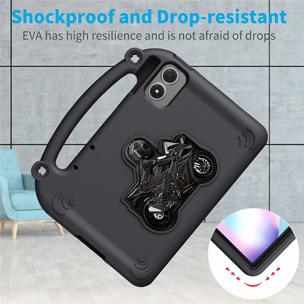 Tablet Case for Xiaomi Redmi Pad Pro / Pad Pro 5G / Pad 2 Pro / Poco Pad M1 / Lenovo Idea Tab Plus / Honor Pad 10 , Motorcycle Kickstand Shockproof Cover with Handle - Black - 3