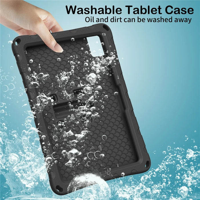 For T-Mobile REVVL Tab 2 (2025) / TCL Tab 10L LTE Gen3 Case Butterfly Kickstand EVA Tablet Cover with Shoulder Strap - Black - 3