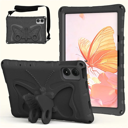 Tablet Case For Lenovo Idea Tab Plus / Xiaomi Redmi Pad 2 Pro / Pad Pro / Pad Pro 5G / Poco Pad 4G / Pad M1 / Honor Pad 20 / Pad V8 Pro / Pad 10 , Butterfly Kickstand EVA Cover with Shoulder Strap - Black - 1