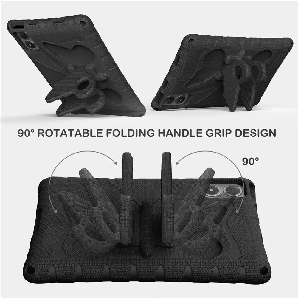 Tablet Case For Lenovo Idea Tab Plus / Xiaomi Redmi Pad 2 Pro / Pad Pro / Pad Pro 5G / Poco Pad 4G / Pad M1 / Honor Pad 20 / Pad V8 Pro / Pad 10 , Butterfly Kickstand EVA Cover with Shoulder Strap - Black - 2