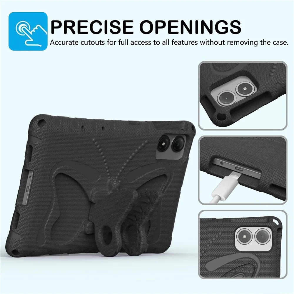 Tablet Case For Lenovo Idea Tab Plus / Xiaomi Redmi Pad 2 Pro / Pad Pro / Pad Pro 5G / Poco Pad 4G / Pad M1 / Honor Pad 20 / Pad V8 Pro / Pad 10 , Butterfly Kickstand EVA Cover with Shoulder Strap - Black - 5