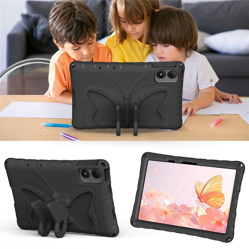 Tablet Case For Lenovo Idea Tab Plus / Xiaomi Redmi Pad 2 Pro / Pad Pro / Pad Pro 5G / Poco Pad 4G / Pad M1 / Honor Pad 20 / Pad V8 Pro / Pad 10 , Butterfly Kickstand EVA Cover with Shoulder Strap - Black - 6