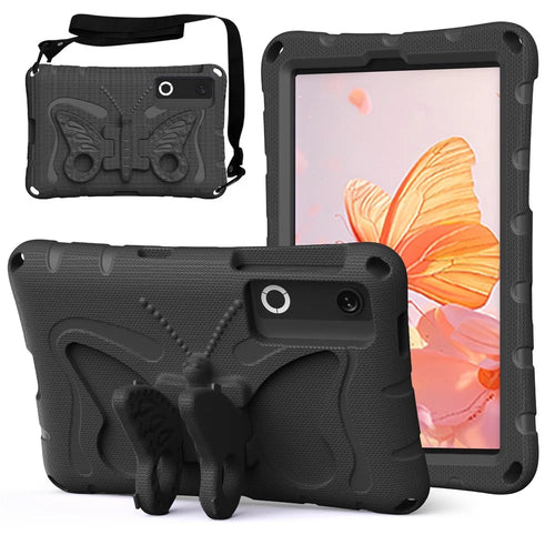 For Lenovo Legion Y700 (Gen 5) / Y700 Gen 4 Case Butterfly Kickstand EVA Tablet Cover with Shoulder Strap - Black - 1