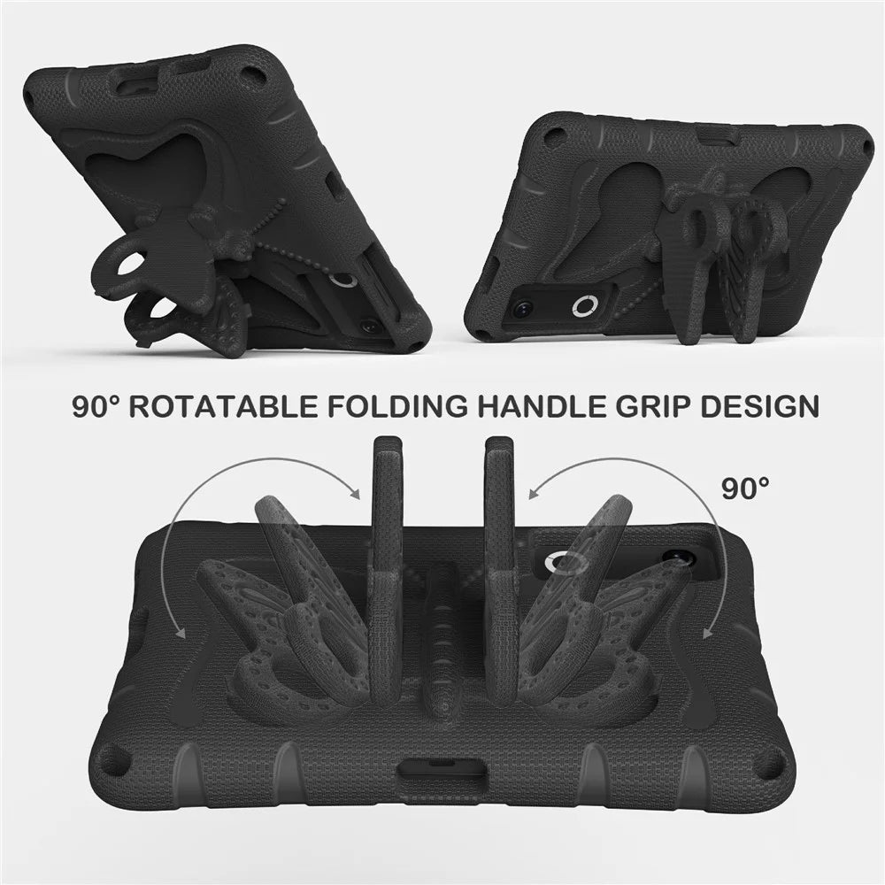 For Lenovo Legion Y700 (Gen 5) / Y700 Gen 4 Case Butterfly Kickstand EVA Tablet Cover with Shoulder Strap - Black - 2