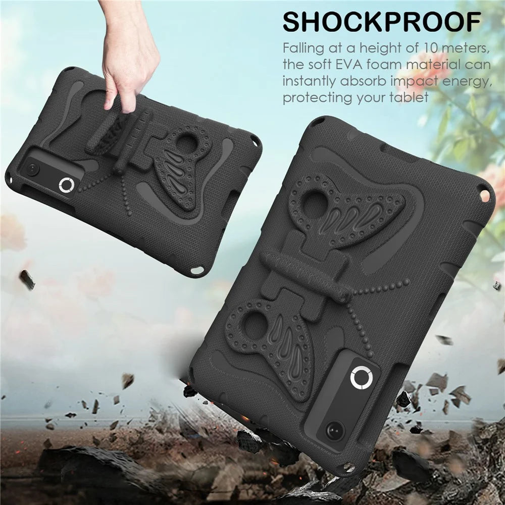 For Lenovo Legion Y700 (Gen 5) / Y700 Gen 4 Case Butterfly Kickstand EVA Tablet Cover with Shoulder Strap - Black - 4