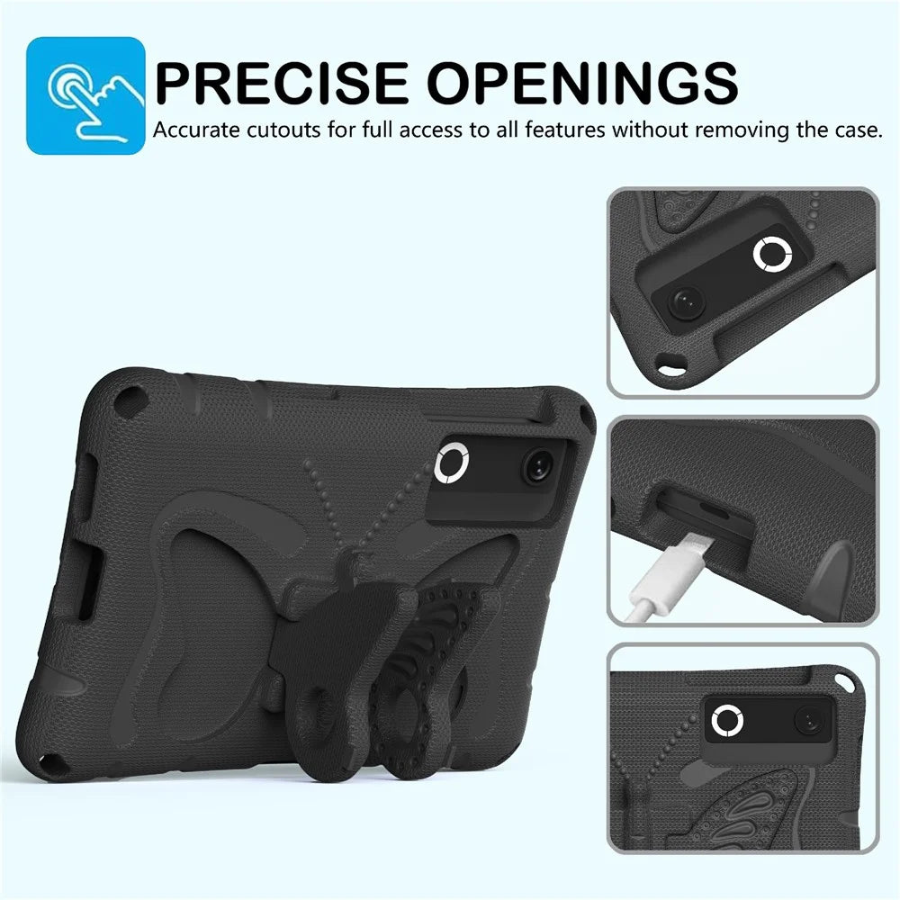 For Lenovo Legion Y700 (Gen 5) / Y700 Gen 4 Case Butterfly Kickstand EVA Tablet Cover with Shoulder Strap - Black - 5