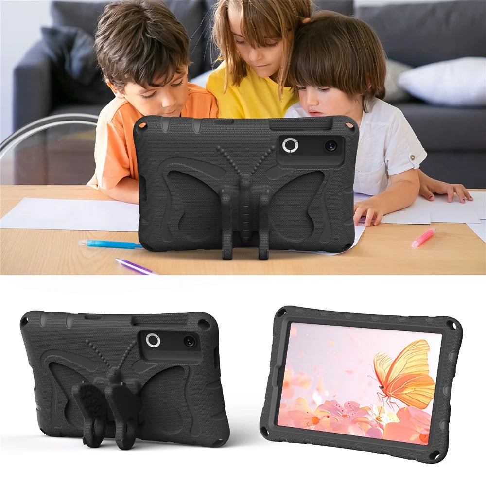 For Lenovo Legion Y700 (Gen 5) / Y700 Gen 4 Case Butterfly Kickstand EVA Tablet Cover with Shoulder Strap - Black - 6