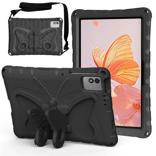 Tablet Case For Honor Pad X9 / Pad X8a / Pad X8b / Infinix XPAD 30E / Xpad 20 / TECNO Megapad 11 , Butterfly Kickstand EVA Cover with Shoulder Strap - Black - 1