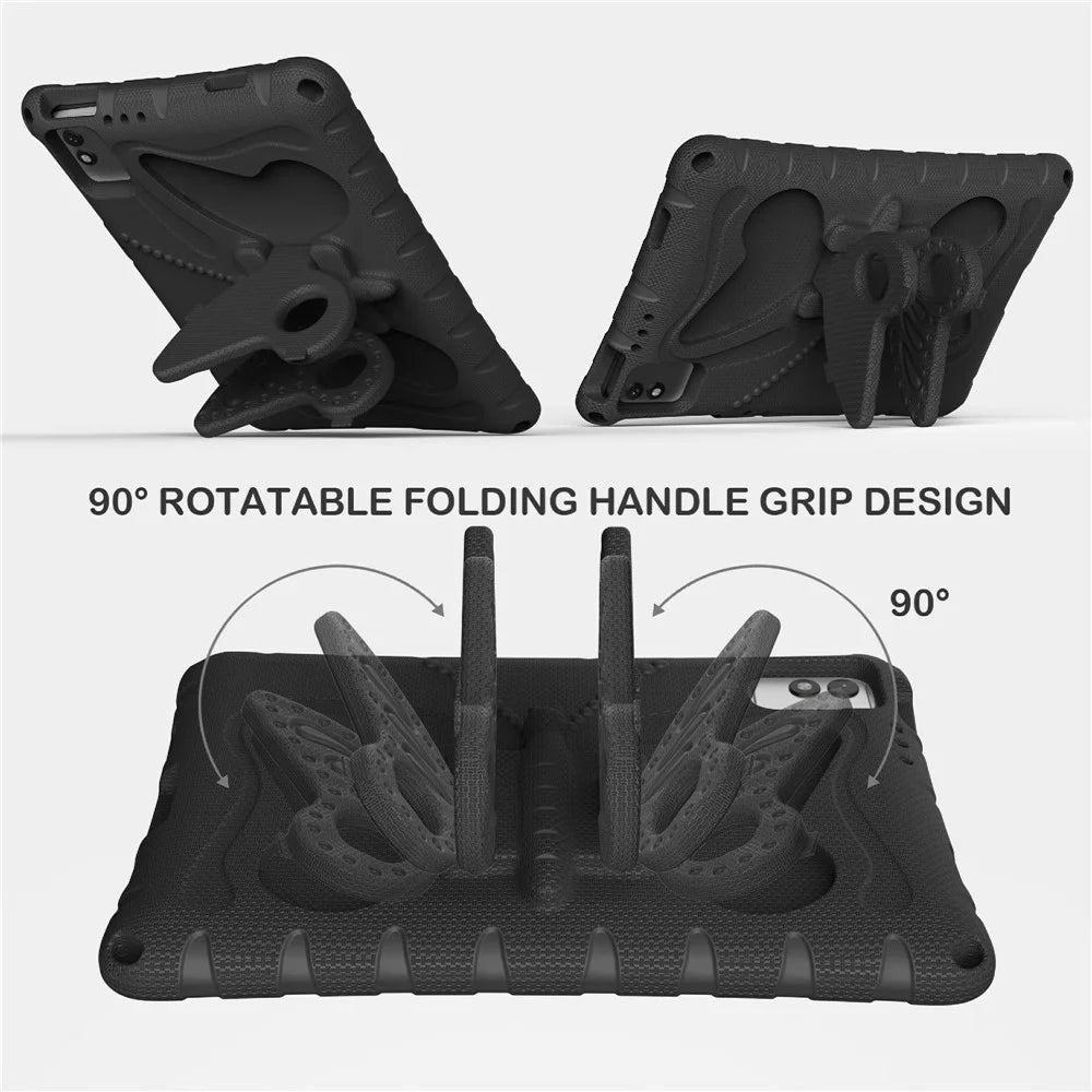 Tablet Case For Honor Pad X9 / Pad X8a / Pad X8b / Infinix XPAD 30E / Xpad 20 / TECNO Megapad 11 , Butterfly Kickstand EVA Cover with Shoulder Strap - Black - 2