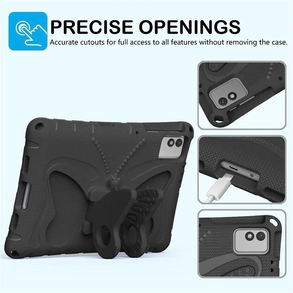 Tablet Case For Honor Pad X9 / Pad X8a / Pad X8b / Infinix XPAD 30E / Xpad 20 / TECNO Megapad 11 , Butterfly Kickstand EVA Cover with Shoulder Strap - Black - 5