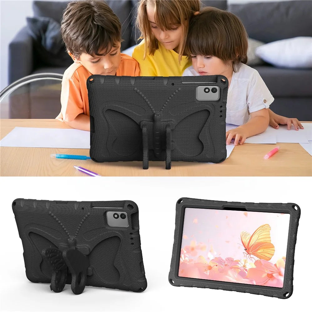 Tablet Case For Honor Pad X9 / Pad X8a / Pad X8b / Infinix XPAD 30E / Xpad 20 / TECNO Megapad 11 , Butterfly Kickstand EVA Cover with Shoulder Strap - Black - 6