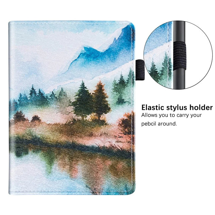 For Amazon Kindle Paperwhite (2024) / Kindle Colorsoft E-Reader Case Pattern Print Stand Leather Flip Cover - Landscape Painting - 4