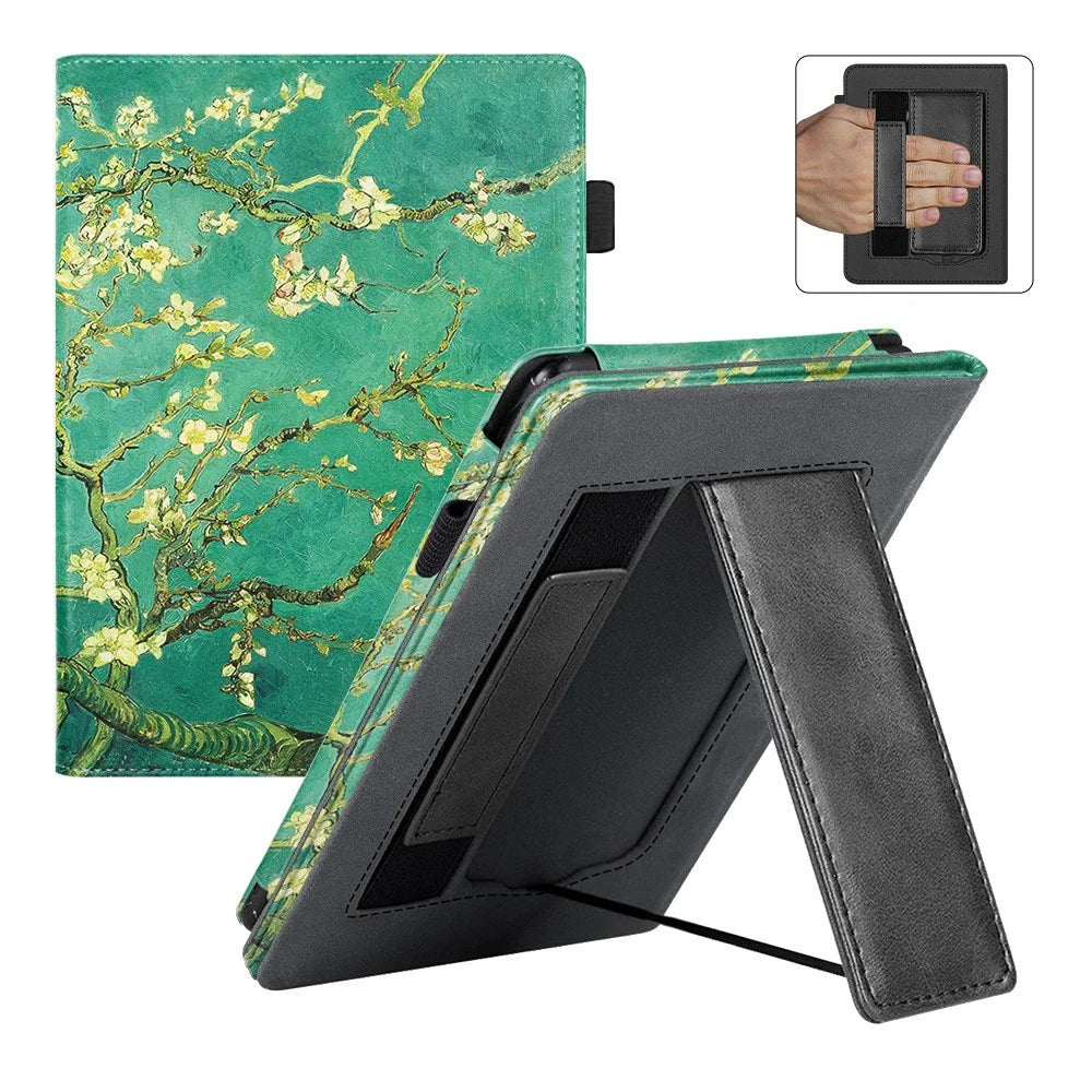 For Kobo Clara Colour / Clara BW E-Reader Case Pattern Print Stand Leather Flip Cover - Plum Blossom - 2