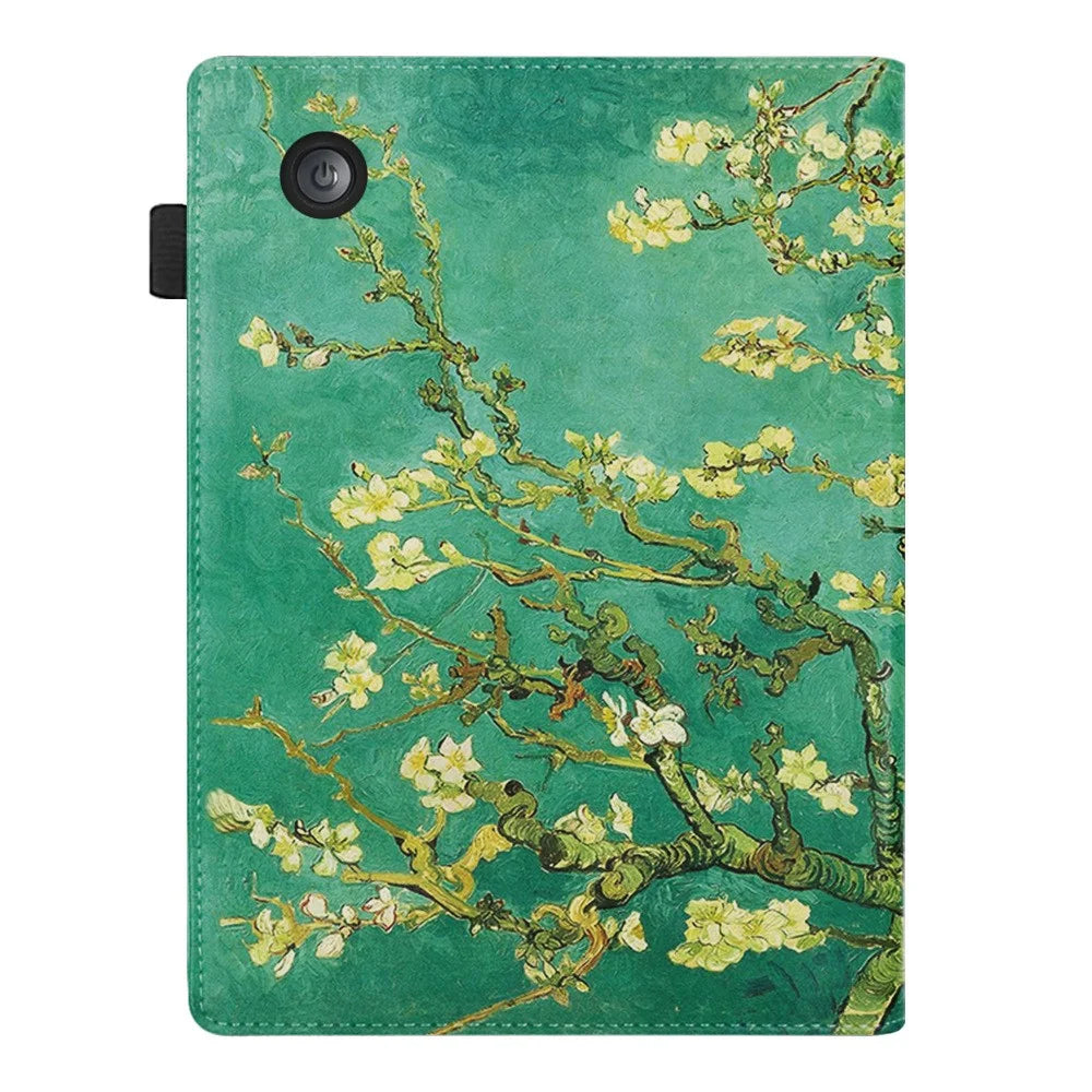 For Kobo Clara Colour / Clara BW E-Reader Case Pattern Print Stand Leather Flip Cover - Plum Blossom - 6