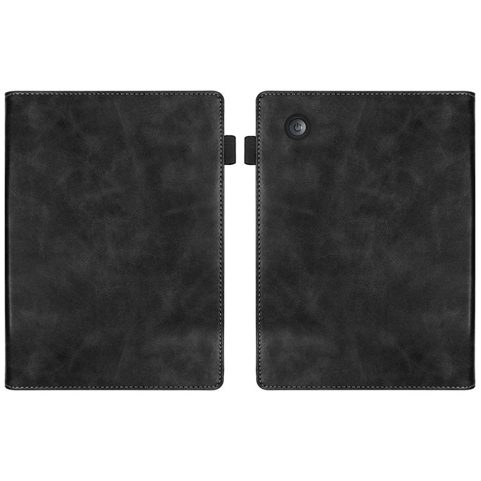 For Kobo Clara Colour / Clara BW Case Kickstand PU Leather E-Reader Cover with Hand Strap - Black - 6