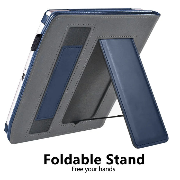 For PocketBook Era (2022) / Era Color Case Kickstand PU Leather E-Reader Cover with Hand Strap - Blue - 3
