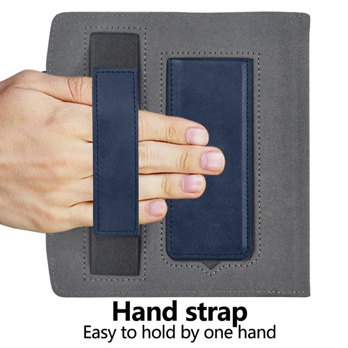 For PocketBook Era (2022) / Era Color Case Kickstand PU Leather E-Reader Cover with Hand Strap - Blue - 6
