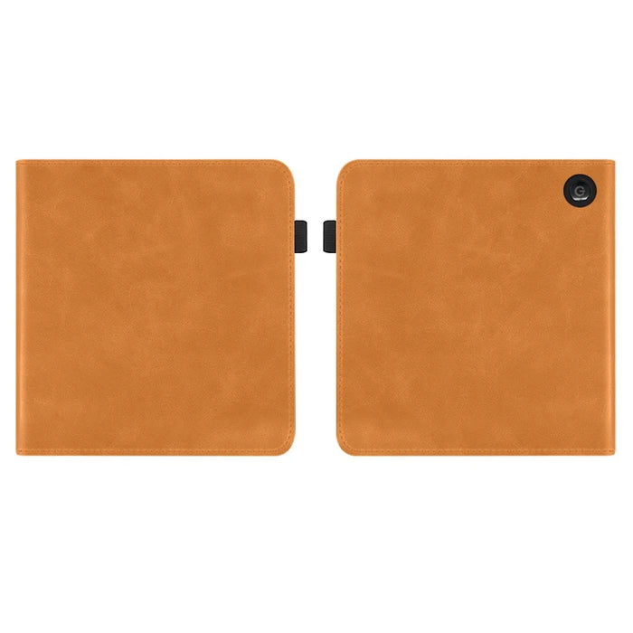 For Kobo Libra Colour Case Kickstand PU Leather E-Reader Cover with Hand Strap - Brown - 7