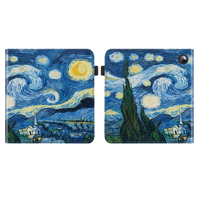 For Kobo Libra Colour E-Reader Case Pattern Print Stand Leather Flip Cover - Starry Sky - 1