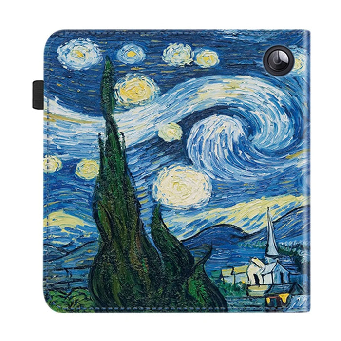 For Kobo Libra Colour E-Reader Case Pattern Print Stand Leather Flip Cover - Starry Sky - 4