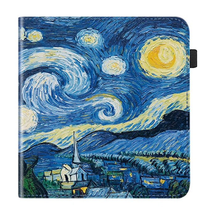 For Kobo Libra Colour E-Reader Case Pattern Print Stand Leather Flip Cover - Starry Sky - 5