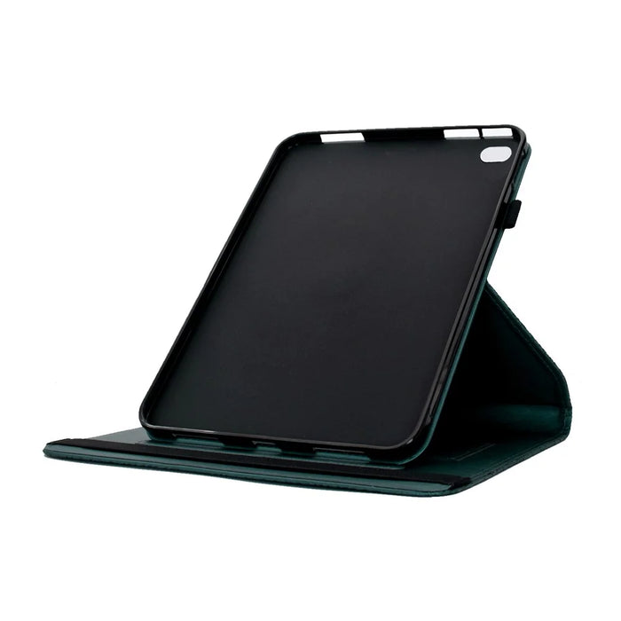 For iPad 9.7-inch (2018) / (2017) Case Butterfly Flower Imrpint Leather Tablet Cover with Rotary Stand Card Holder - Green - 7