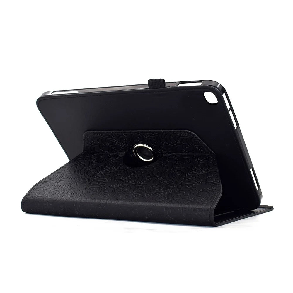 For iPad 10.2 (2021) / (2020) Case Butterfly Flower Imrpint Leather Tablet Cover with Rotary Stand Card Holder - Black - 5