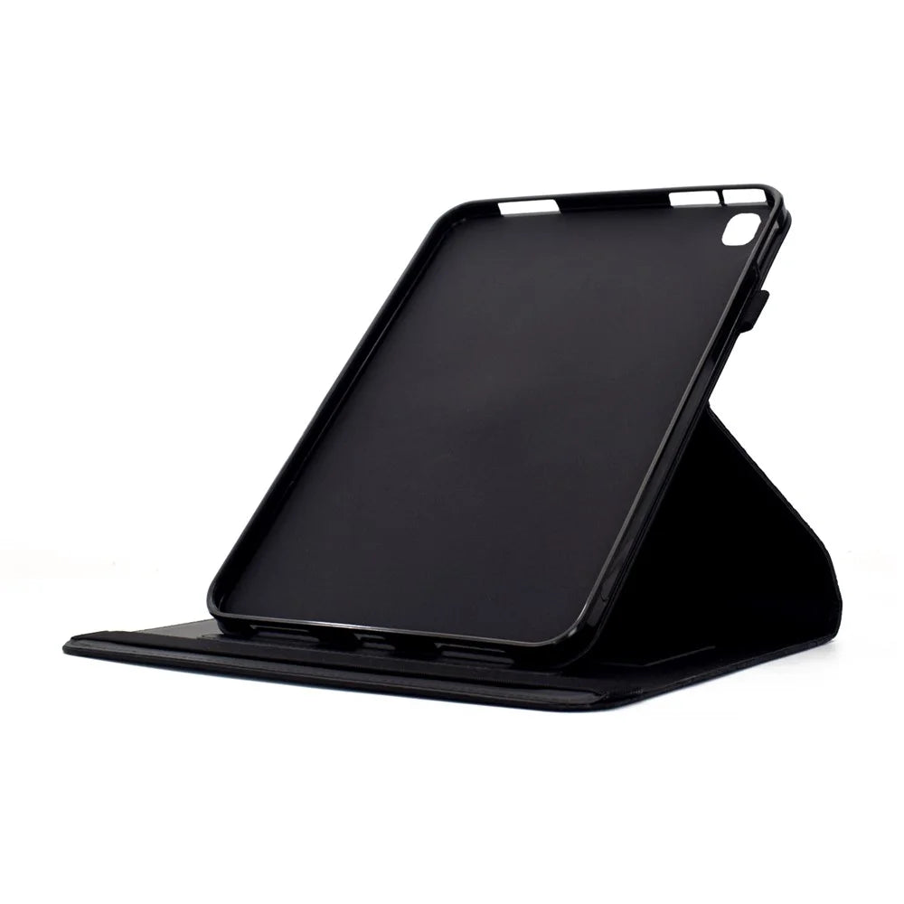 For iPad 10.2 (2021) / (2020) Case Butterfly Flower Imrpint Leather Tablet Cover with Rotary Stand Card Holder - Black - 7