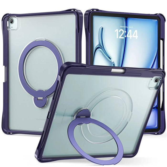 Tablet Case For iPad Air 13 (2026) / (2025) / (2024) / iPad Pro 12.9 (2022) / (2021) / (2020) / (2018) , Rotating Kickstand PC + TPU Shockproof Cover - Navy Blue - 1
