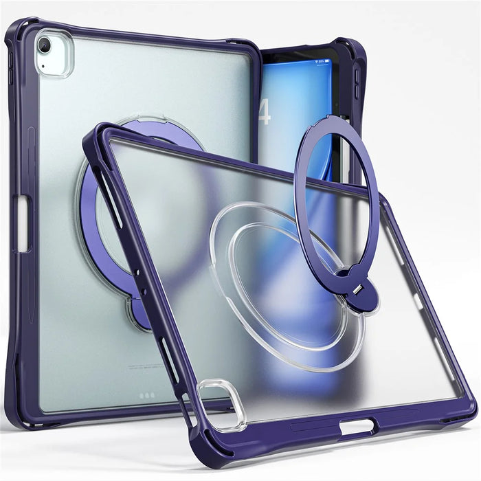 Tablet Case For iPad Air 13 (2026) / (2025) / (2024) / iPad Pro 12.9 (2022) / (2021) / (2020) / (2018) , Rotating Kickstand PC + TPU Shockproof Cover - Navy Blue - 2
