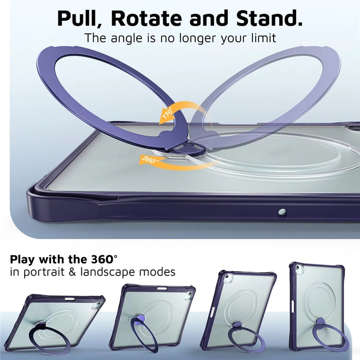 Tablet Case For iPad Air 13 (2026) / (2025) / (2024) / iPad Pro 12.9 (2022) / (2021) / (2020) / (2018) , Rotating Kickstand PC + TPU Shockproof Cover - Navy Blue - 6